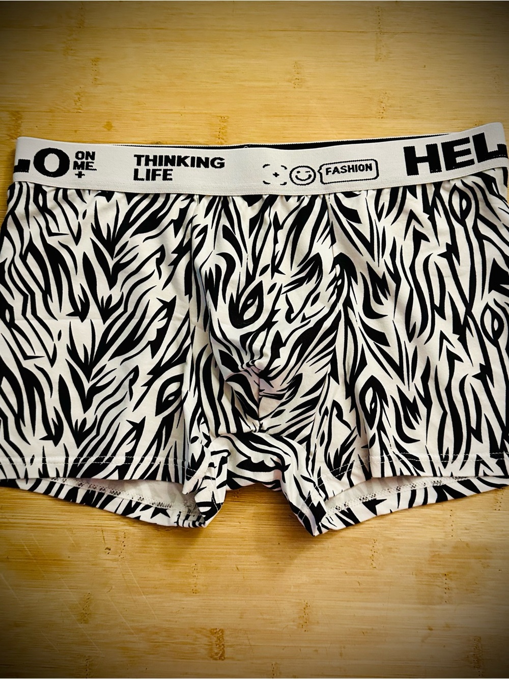 Zebra-Pattern Men's Boxer Briefs in Black & White